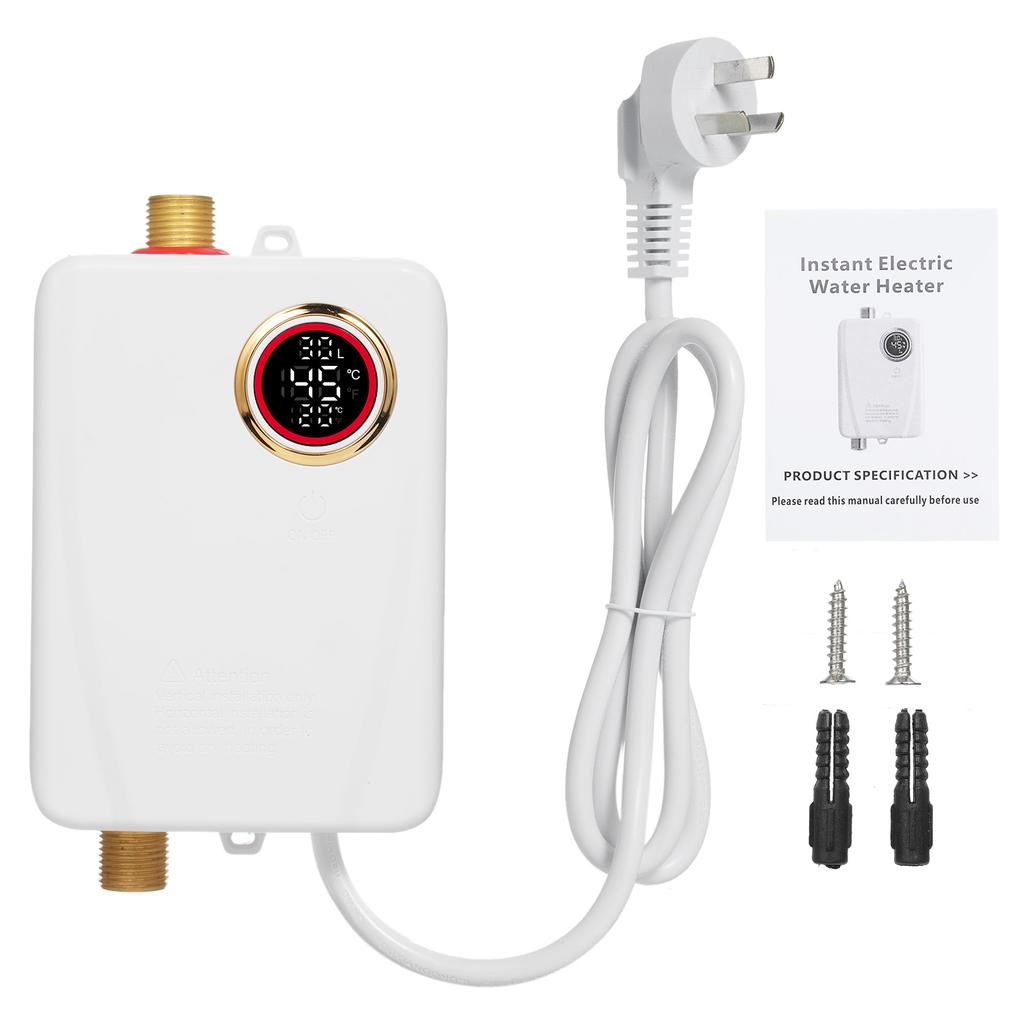 Anında Su Isıtıcı 3500W 220V Beyaz Mini Tankless Anında Sıcak Su Isıtıcı Banyo Mutfak