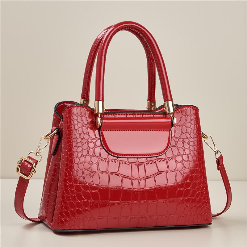 New Solid Color Women's Large Capacity Single Shoulder Crossbody Bag with Crocodile Pattern Handbag Multifunctial Fashi Bag