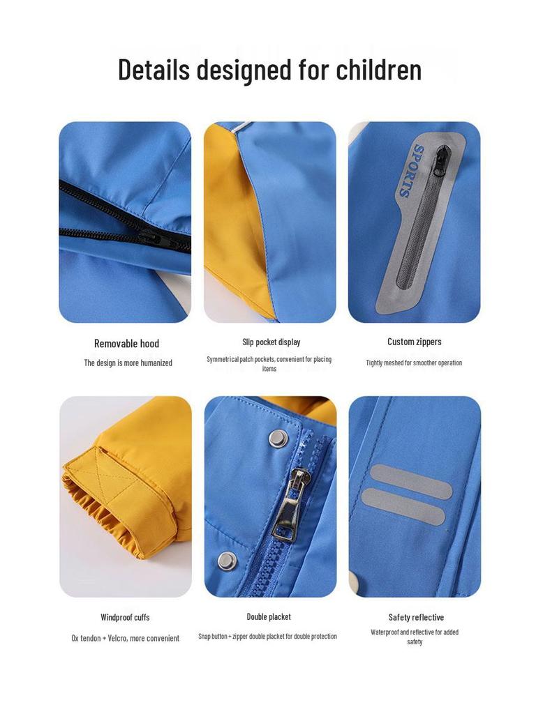 Children’s School Uniform Windbreaker Set for Spring and Autumn - Three-Piece Outfit for Kindergarten and Primary School
