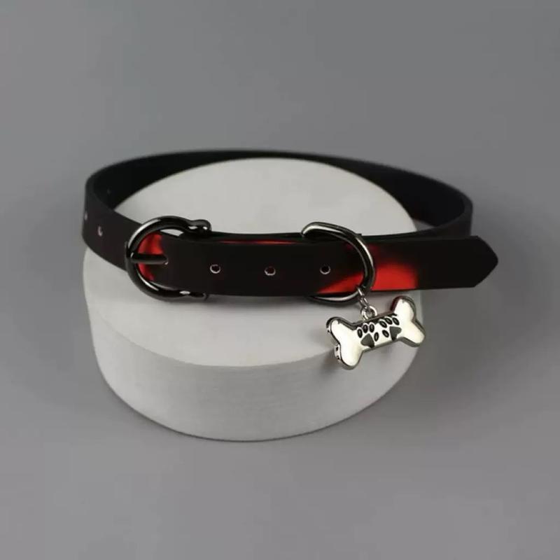 Dog Claw Bone Necklace For Women Temperature Sensitivity Pu Leather Necklace Choker Sweet Cool Party Jewelry Y2K Gifts