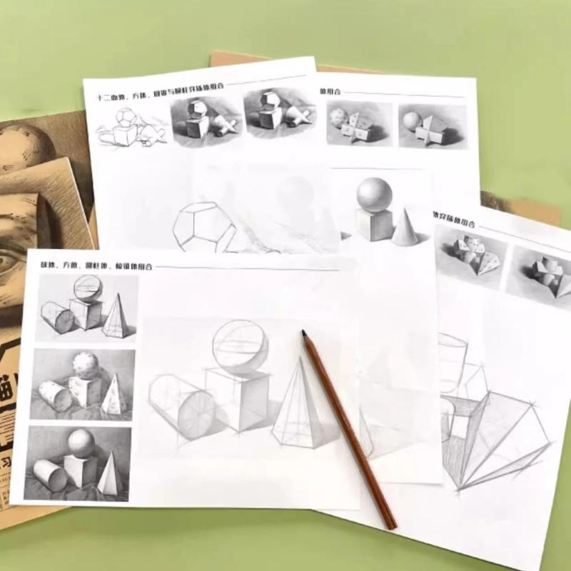 Art Sketching Tutorial Books Tracing Sketch Hand-Painting Technique Gypsum Geometry Plaster Beginner Drawing Paper Practice Book