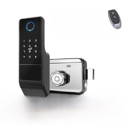 Smart Waterproof Iron Door Fingerprint Lock with Tuya App and Card Swipe
