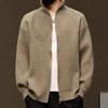 Men Striped Open Front Knit Cardigan Warm Business Outerwear Coat
