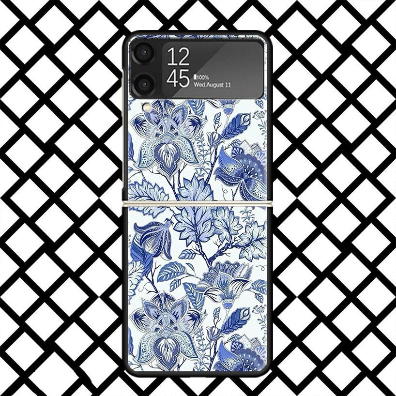 

Blue And White Porcelain Phone Case For Samsung Z Flip 7 6 5 4 3 Galaxy ZFLIP7 ZFlip6 5G Flip5 Flip4 Flip3 5g Black Hard Cover Samsung Z Flip 4
