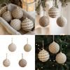 Christmas Tree Decoration Natural Fiber Twine Braided Foam Ball Holiday Hanging Ornament For Mantels Window Wall Display