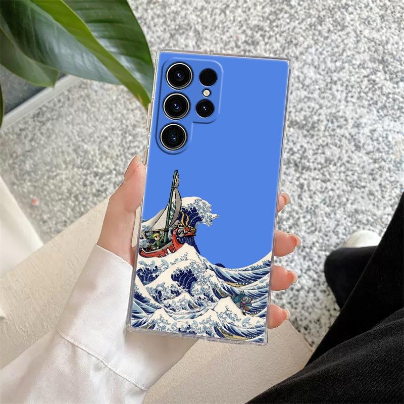 Hokusai Kanagawa Great Wave Phone Case For Samsung Galaxy S24 S23 Ultra S22 S20 S24 Plus S21 FE Clear Cover Japanese Art Fundas