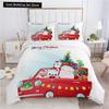 Merry Christmas King Queen Duvet Red Cartoon Santa Car Animals Bedding Set for Children Boy Girl Happy Holiday Theme Quilt Cover