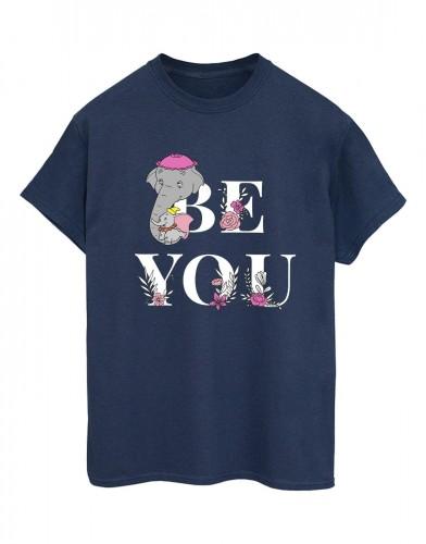 Disney Women's White / Dumbo Be You Cotton Boyfriend T-Shirt L