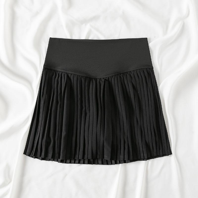 New pleated yoga high waist anti-light tennis skirt solid color badminton golf skirt