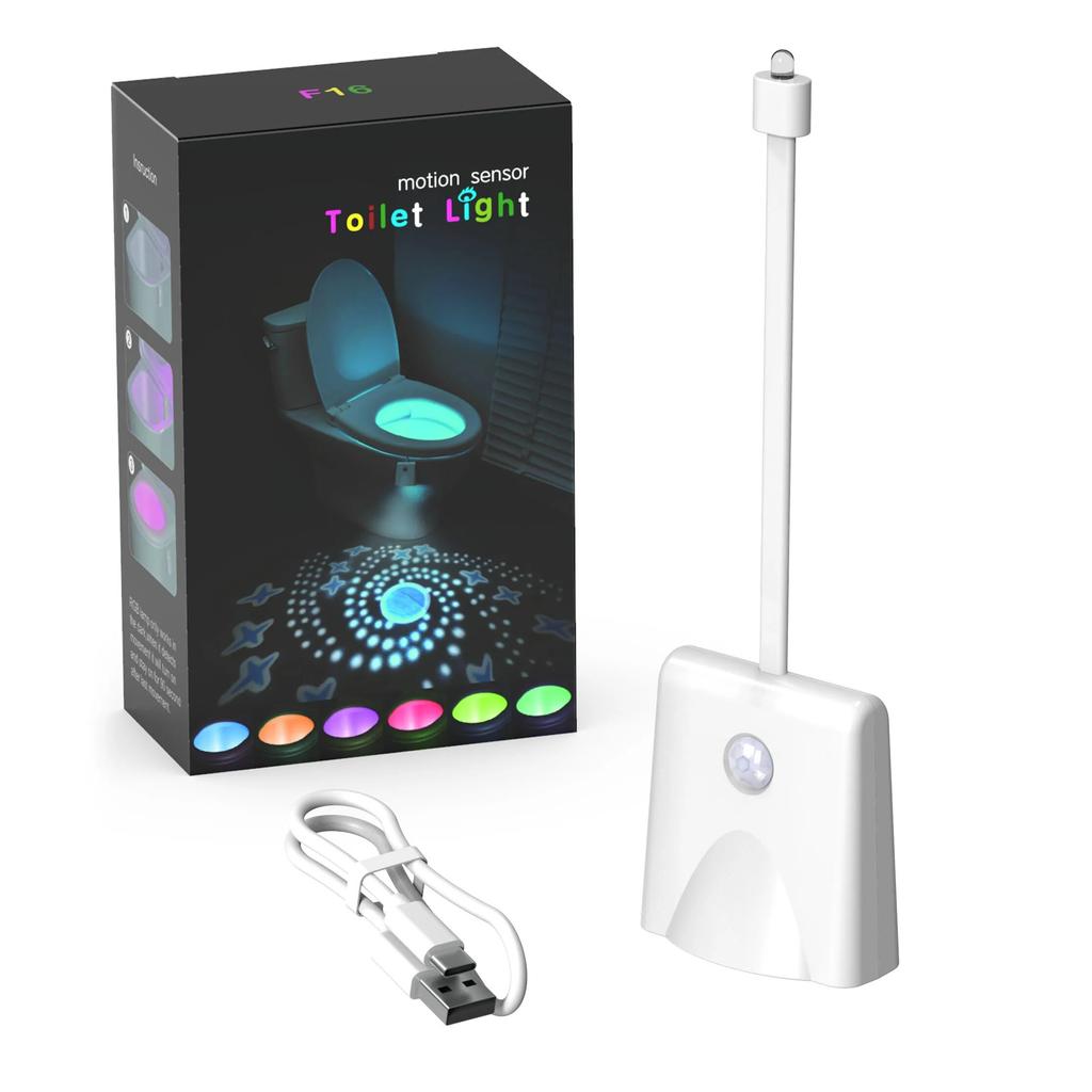 Toilet Night Light Charging Waterproof Human Sensing Toilet Induction Light Colorful Projection Lamp Bathroom Lighting Decor