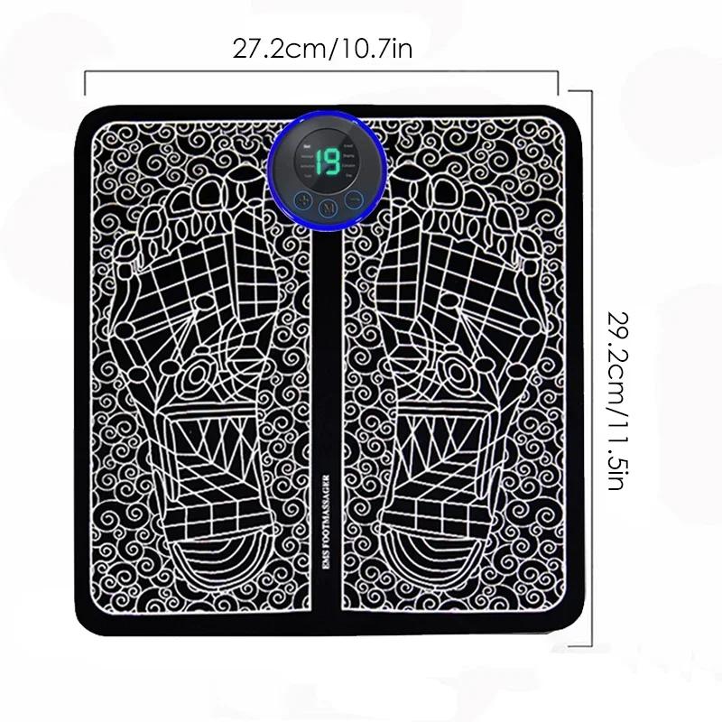 1Set Foot Massger Sole Massage Pad Feet Muscle Stimulation 8 Modes 19 Level Relaxation USB Charging