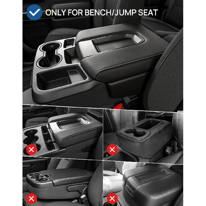 JOYTUTUS Center Console Cover Compatible With -2025 Silverado Sierra Jump Seat, Leather Arm Rest Armrest Cover For Car, Durable Middle Console Cover