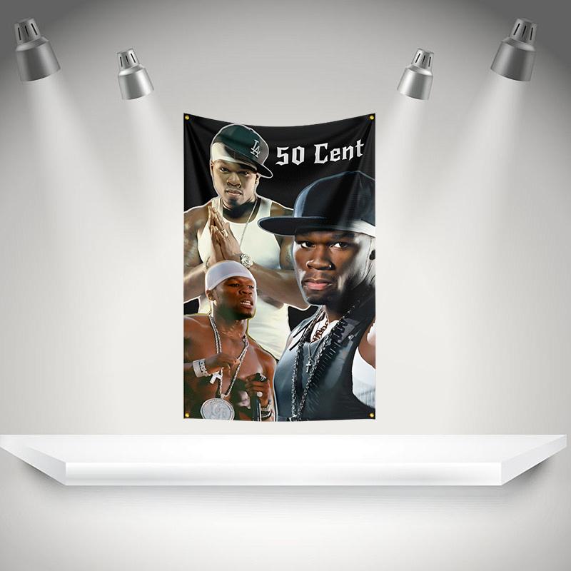 50 C-cents Flag Rock Music Band Banner HD Printing Tapestry Exhibition, Music Band Fans, Garage Decor
