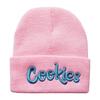 Stylish Pink Beanie Hat with Embroidered 'Cookies' Logo Warm, Comfortable, and Trendy Winter Headwear