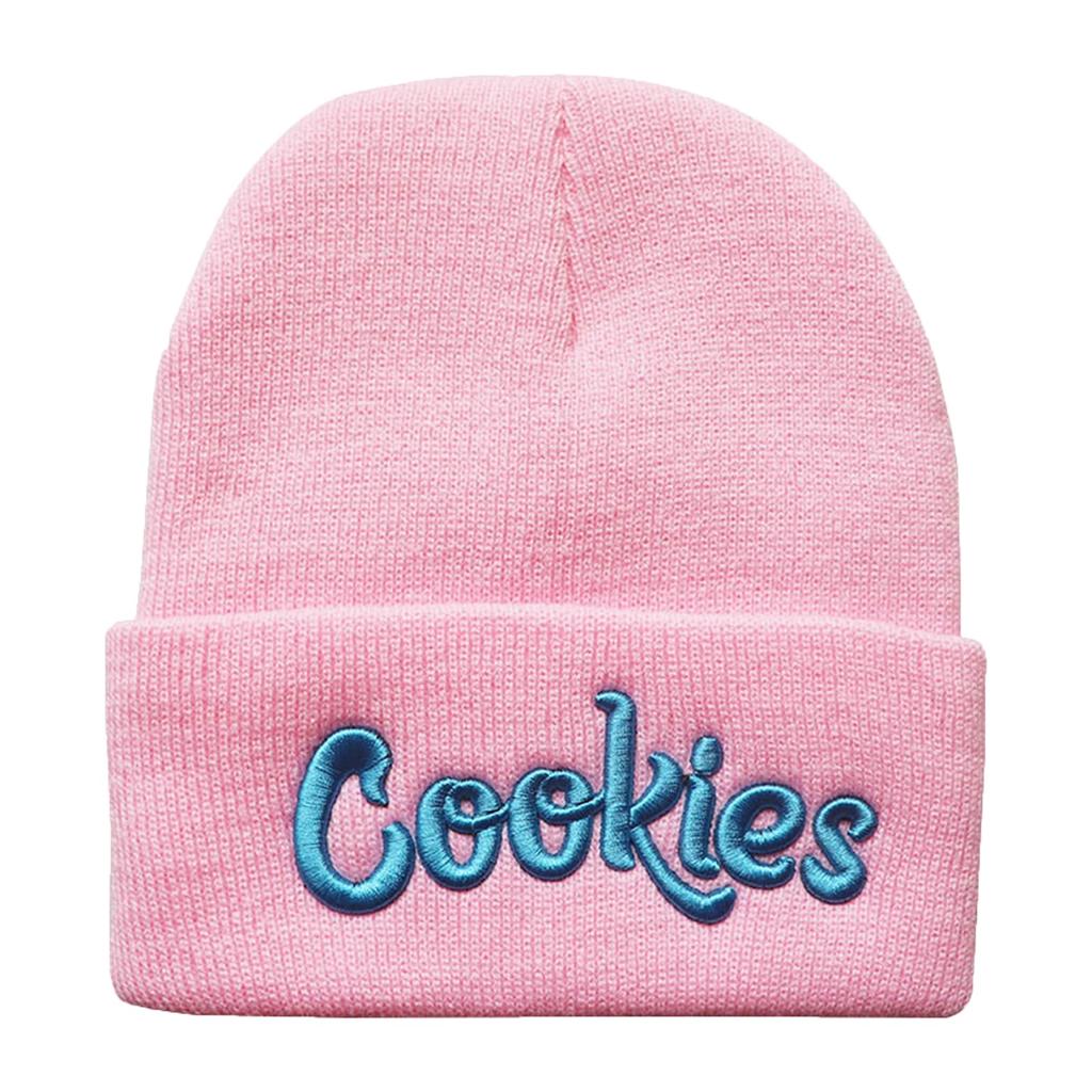 Stylish Pink Beanie Hat with Embroidered 'Cookies' Logo Warm, Comfortable, and Trendy Winter Headwear