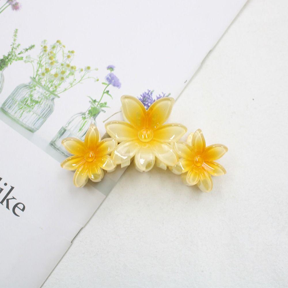 

Заколка-акула для волос с цветком баухинии, акриловая заколка для волос, летний зажим-краб для волос, гавайский аксессуар для волос жёлтый