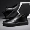 Fashion Leather Men Ankle Boots Slip on High-top Mens Casual Shoes Outdoor Lightweight Comfortable Platform Man Work Boots