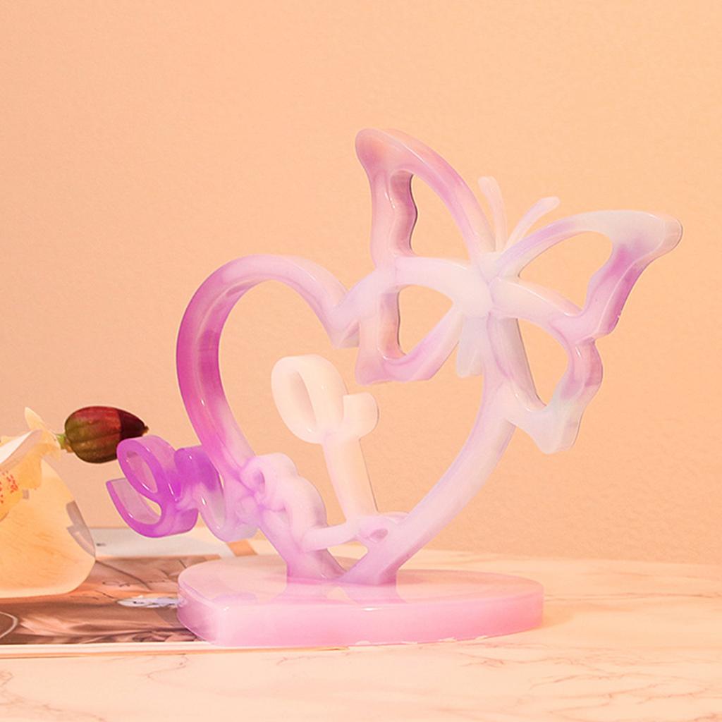 Set of 2 Sculptures Mould Easy to Demould Silicone Mold Cat/Bear/Butterfly Heart Ornament Mould for DIY Enthusiasts