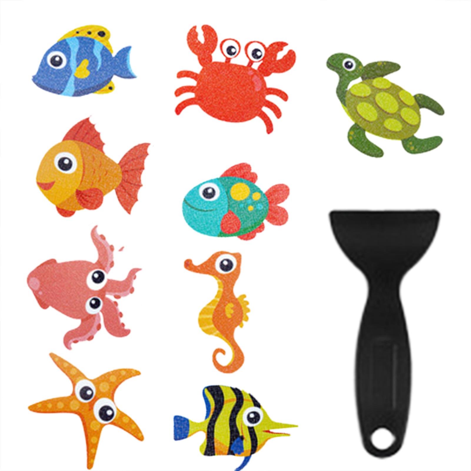 

9pcs Animals Pattern Bathroom Bathtub None Slip Stickers Staircase Floor Mat Kids Room Self-adhesive Anti-skid Sticker as show