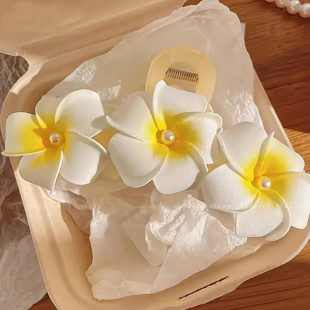 

Богемный заколка-краб для волос с цветком плюмерии для женщин, заколка для хвостика, краб для волос, заколки-бабочки для девочек, милые аксессуары для волос, головной убор