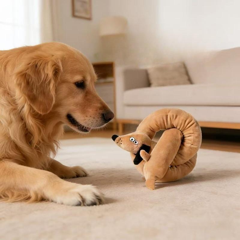 Quietschendes Plüsch-Hundespielzeug Wurst Welpen Kauspielzeug Weich Langlebig Interaktiv Haustierspielzeug Zahnen Reinigung Biss Hundekauspielzeug