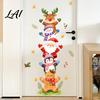 Holiday Gift for Friends Watercolor Christmas Stack‑Up Characters Wall Stickers Removable Self‑Adhesive Door Party Room Decor Sticker,