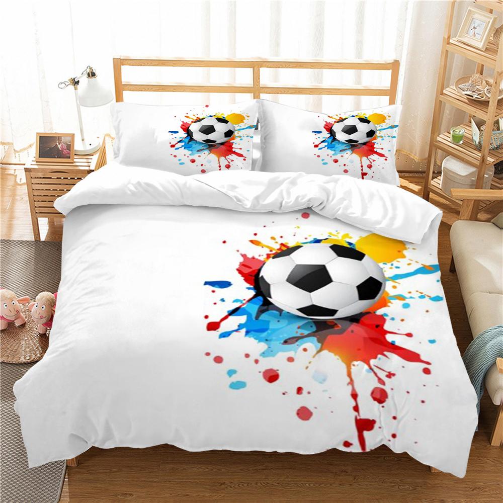 Bedding Set Cover Modern Bedspread Bed Quilt Cover Set 3D Football Print Home Bedroom Warm Children Pillowcase Microfiber