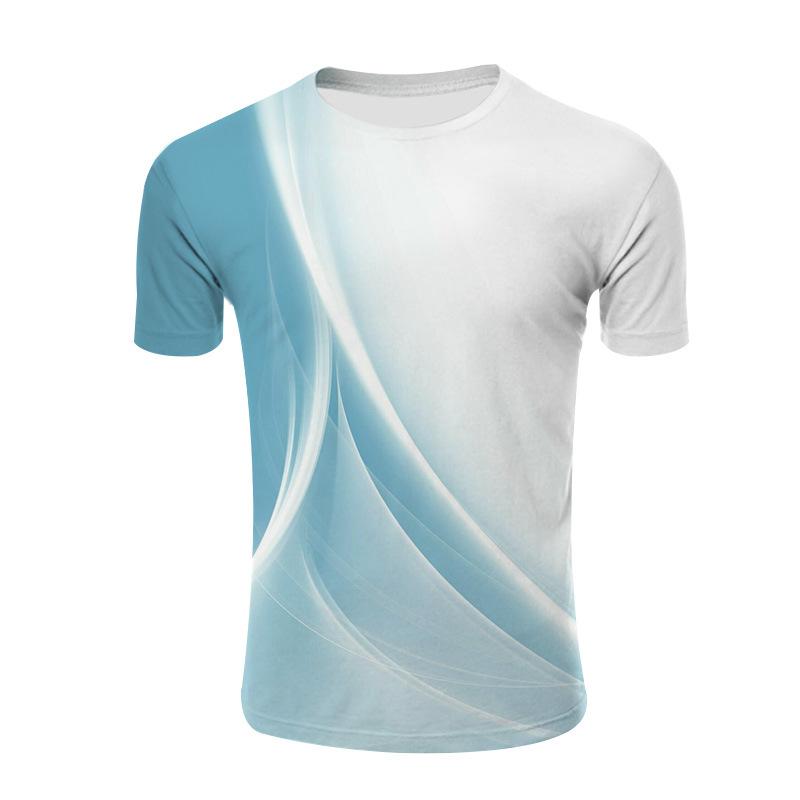 Summer 3D Digital Printed Men's Light Round Neck Pullover T-shirt Popular on The Streets Cities Shirt