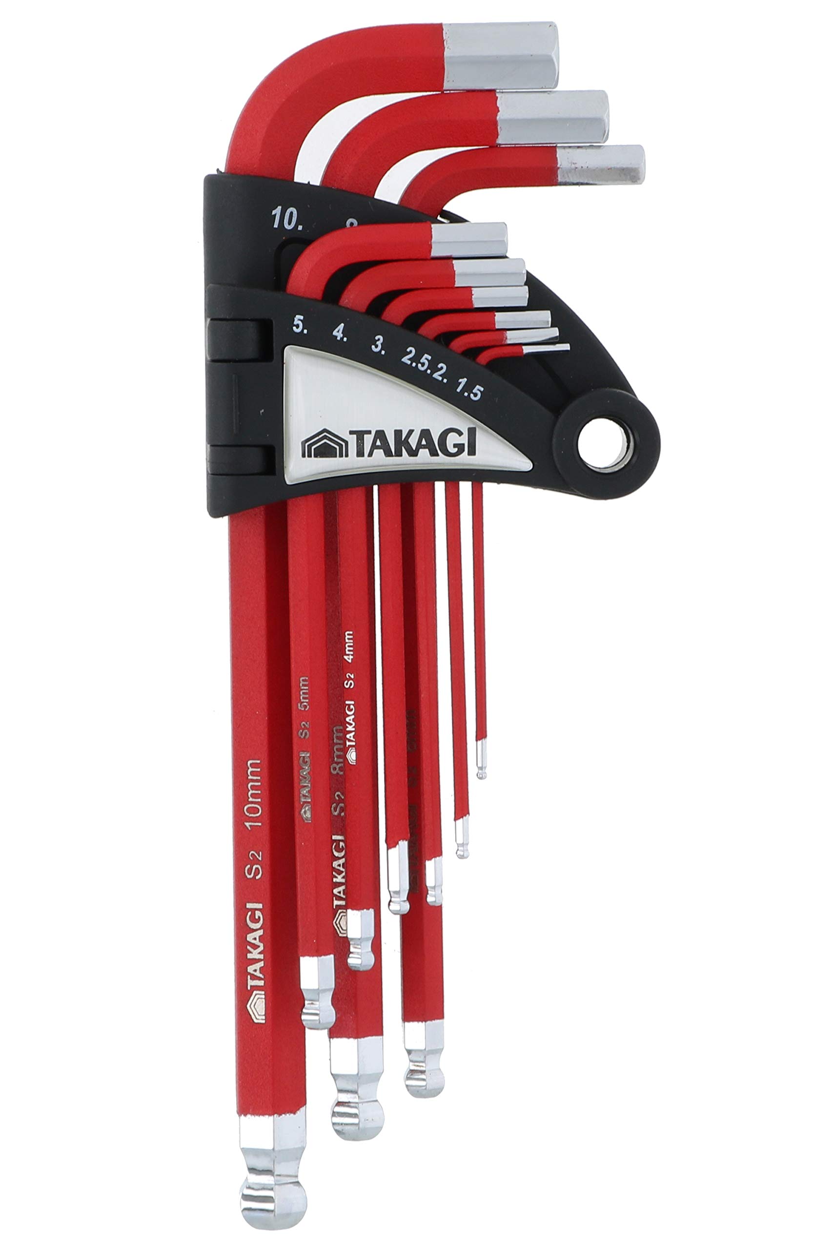 

Takagi HANDIWORK Color Coated Hexagonal Wrench Ball Point Red 9 Piece Set No.101 красный