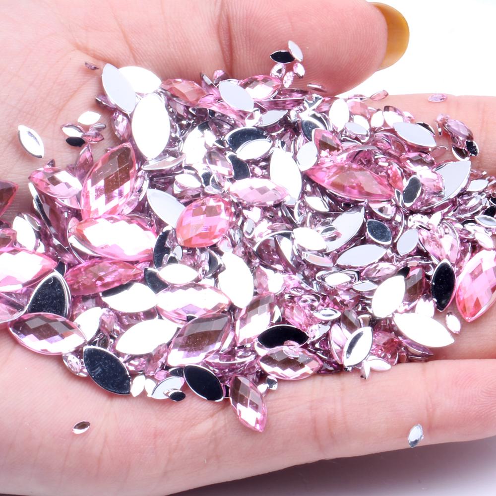 New Style Acrylic Flat Back Rhinestones for Shoes 2x4mm 10000pcs Marquise Dress Jewelry Nails Art Charms