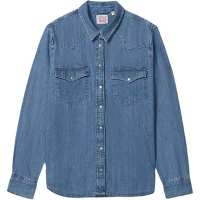 Levis Amerikan Günlük Basit Düğmeli Denim Uzun Kollu Gömlek Kadın gömlekleri 86832-0053