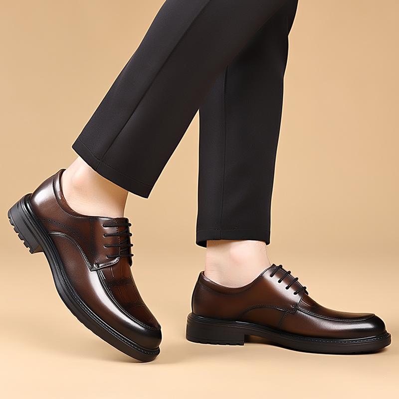 High Quality Casual Leather Men's Casual Business Shoes Fashion Outdoor Antiskid Walking Shoes Flat Designer Round Toe Work Shoe