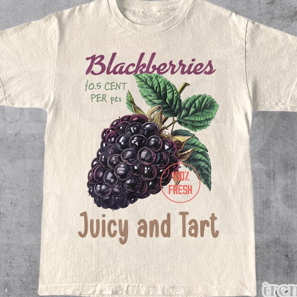 Blackberries Retro Commercial Graphic Shirt, Vintage Backberry Tshirt, Summer Fruit Lover Shirt, Cottagecore Berries Tshirt, Cool Gift