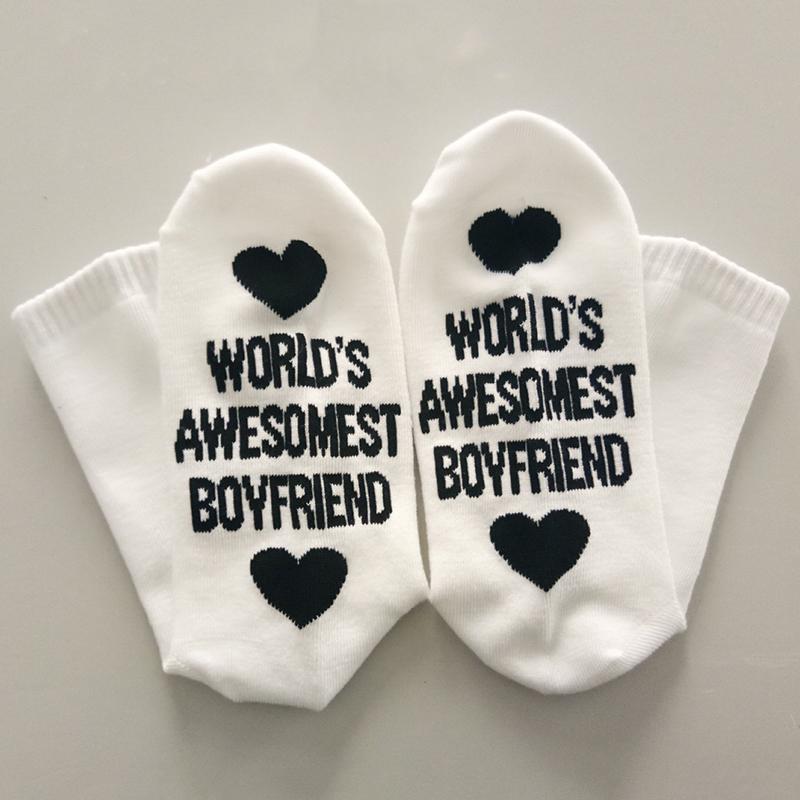 New 2 Pairs Cotton Unisex Socks Letter Print Socks Personalised Socks Couple Socks