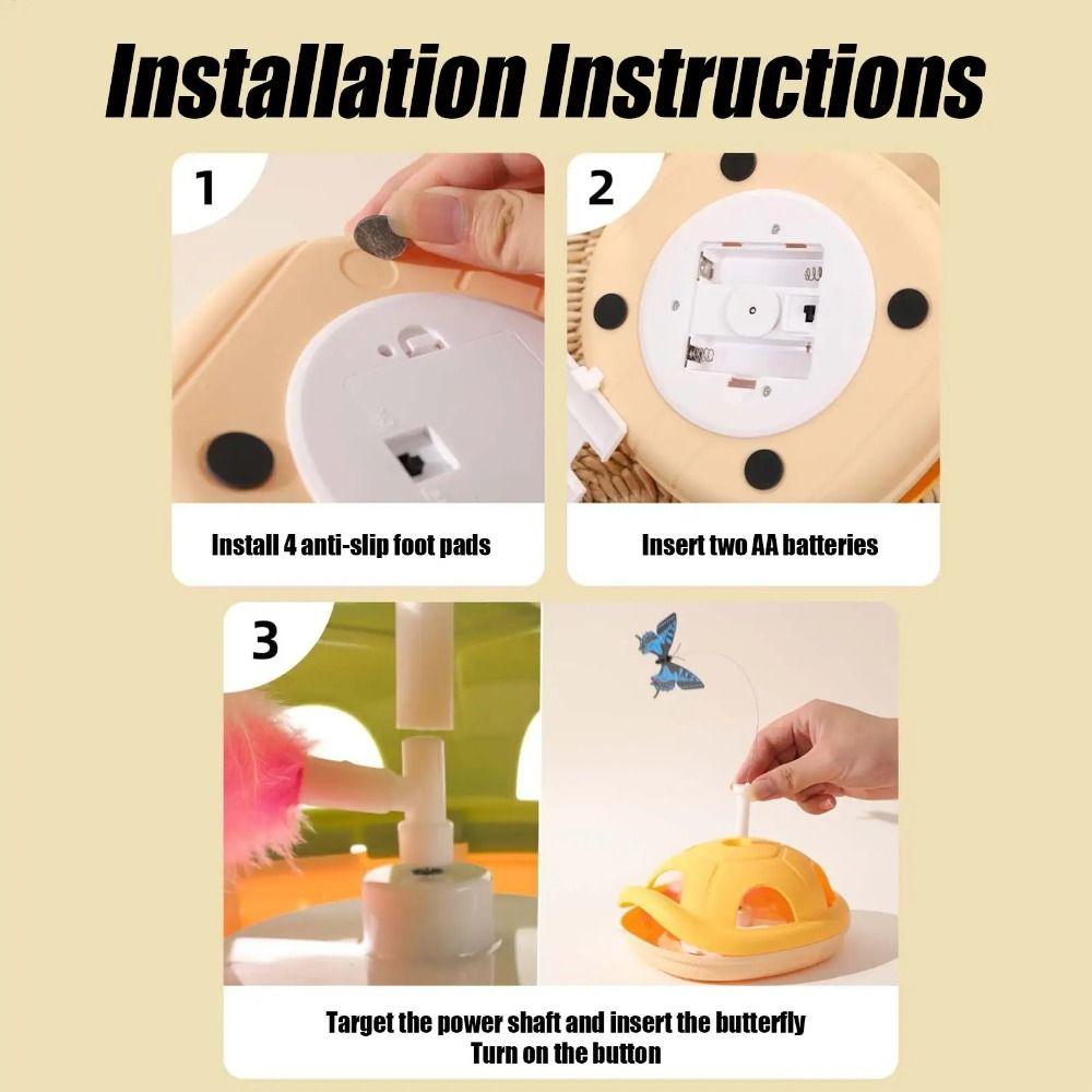 Non-slip Electric Cat Rotating Toy Self-Moving Butterfly Cat Teaser Toy  Kitten