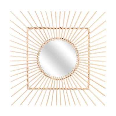 [R2356] - Beige 'Soleil' Rattan Mirror - 50 Cm