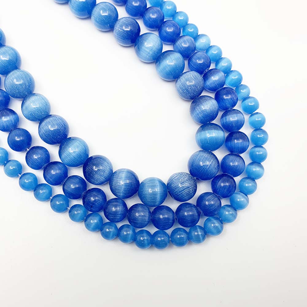1strand/lot 6 8 10mm Natural Cat Eye Stone Round Loose Opal Bead Cymophane Spacer Beads For Jewelry Making Findings DIY Bracelet
