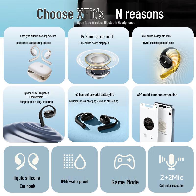 EDIFIER X Fit Open-Ear Bluetooth Sport Headphones