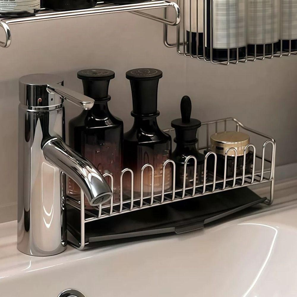 Stainless Steel Kitchen Drain Rack with Drain Tray Sink Storage Organizer  Countertop
