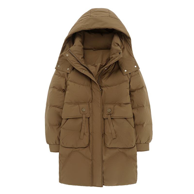 Women's Winter Down Coat: Simple, Long-length, Thick and Warm Jacket