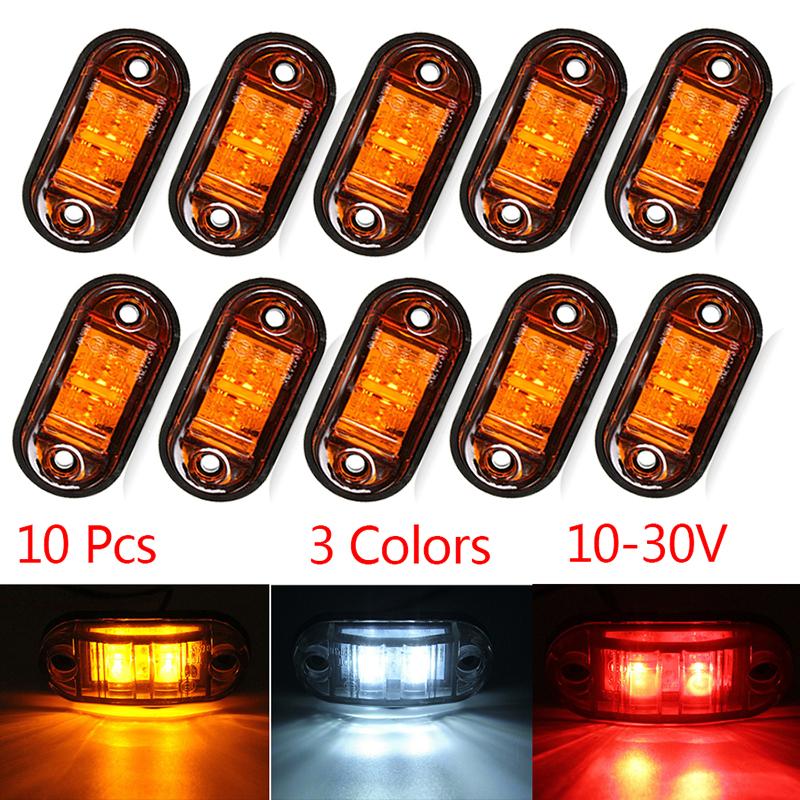 10PCS Warning Light LED Diode Light Trailer Truck Orange White Red LED Side Marker Lamp 66x7.5mm
