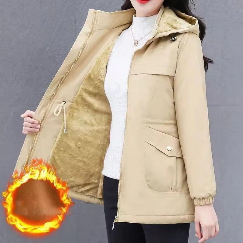 

Пальто с капюшоном, парка, пуховая женская куртка с хлопковой подкладкой, зимние взрывы, модное теплое хлопковое пальто, женская одежда S бежевый