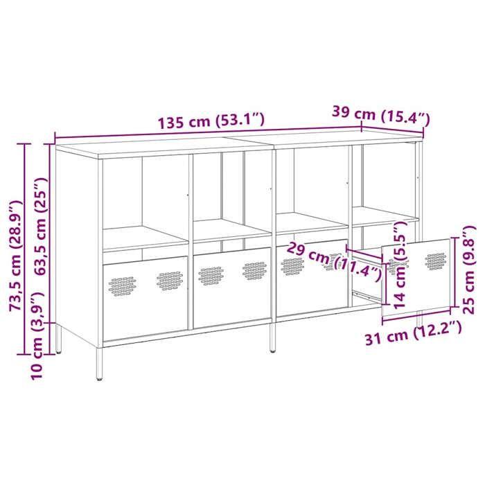 VidaXL Buffet White 135x39x73.5 Cm Cold-rolled Steel, Storage Furniture, Kitchen Storage Furniture, Furniture of 3307166