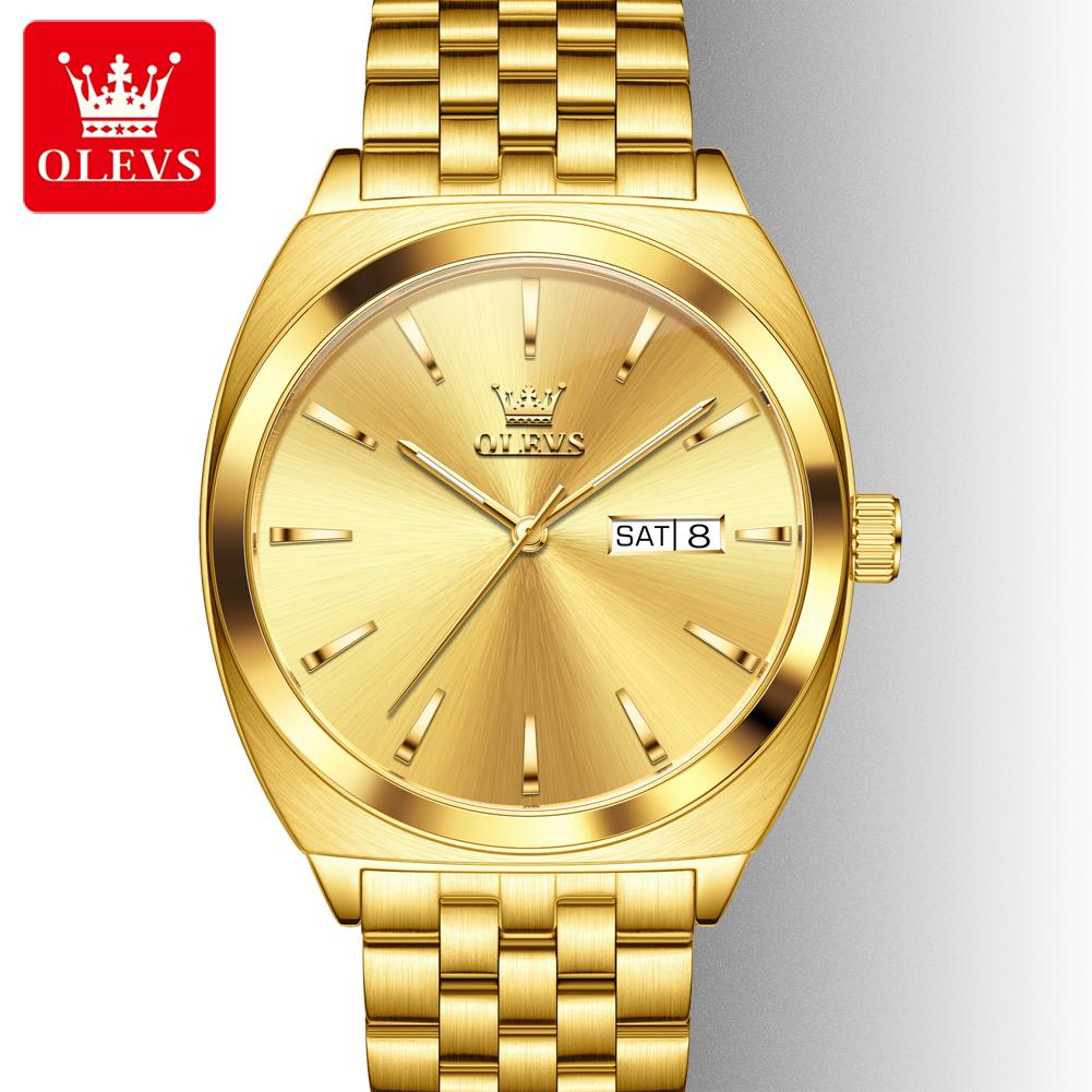 OLEVS 6730 High Quality Gents Mechanical Watch New Design Stainless Steel Band Luminous Calendar Hollow Out Business Wrist Watch
