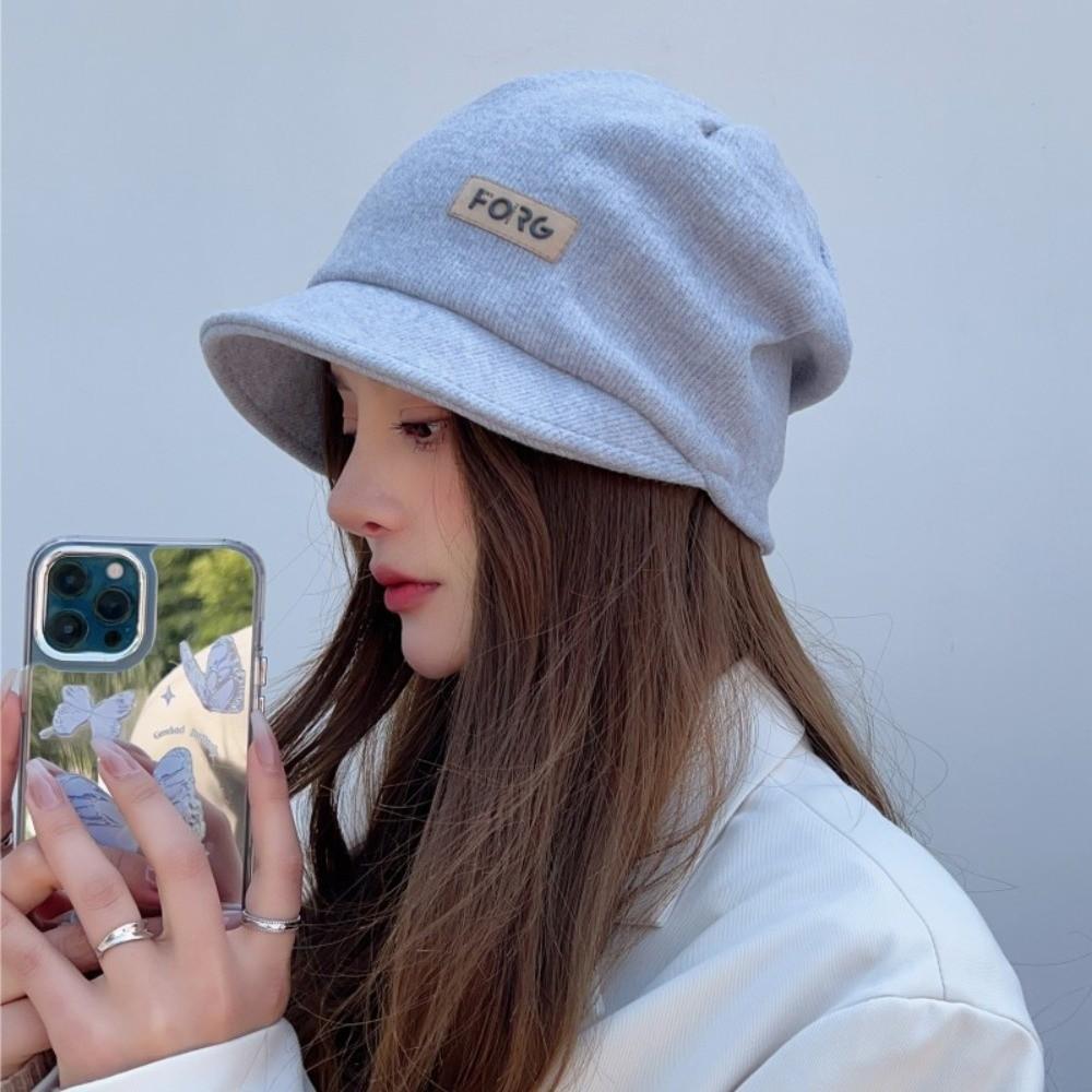 Casual Wide Brim Caps Solid Color Ear Protection Cap Fashion Warm Hat Autumn Winter