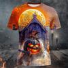 Halloween horror pumpkin 3D printed fashionable men's T-shirt 2025 new daily outdoor sports party quick drying breathable street clothing