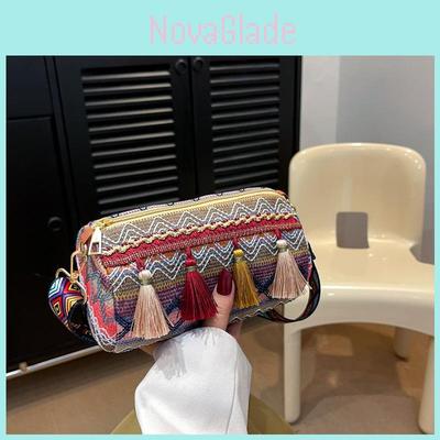 Bohemian Style Pillow Shape Crossbody Bag With Zipper Pocket For Daily Casual Wear