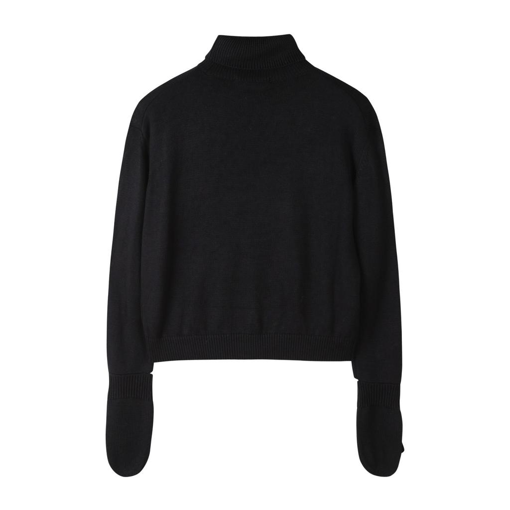 RECODE Gloves Mixed Turtle Neck Knit Top_R0Waa23101Bkx