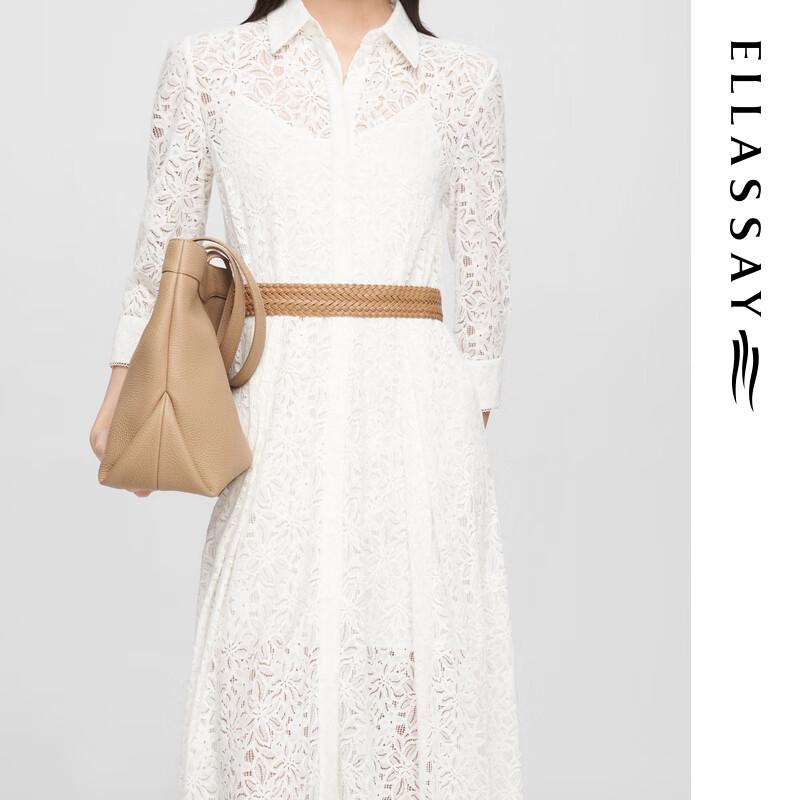 ELLASSAY Lyocell Cotton Blend Lace Shirt Dress