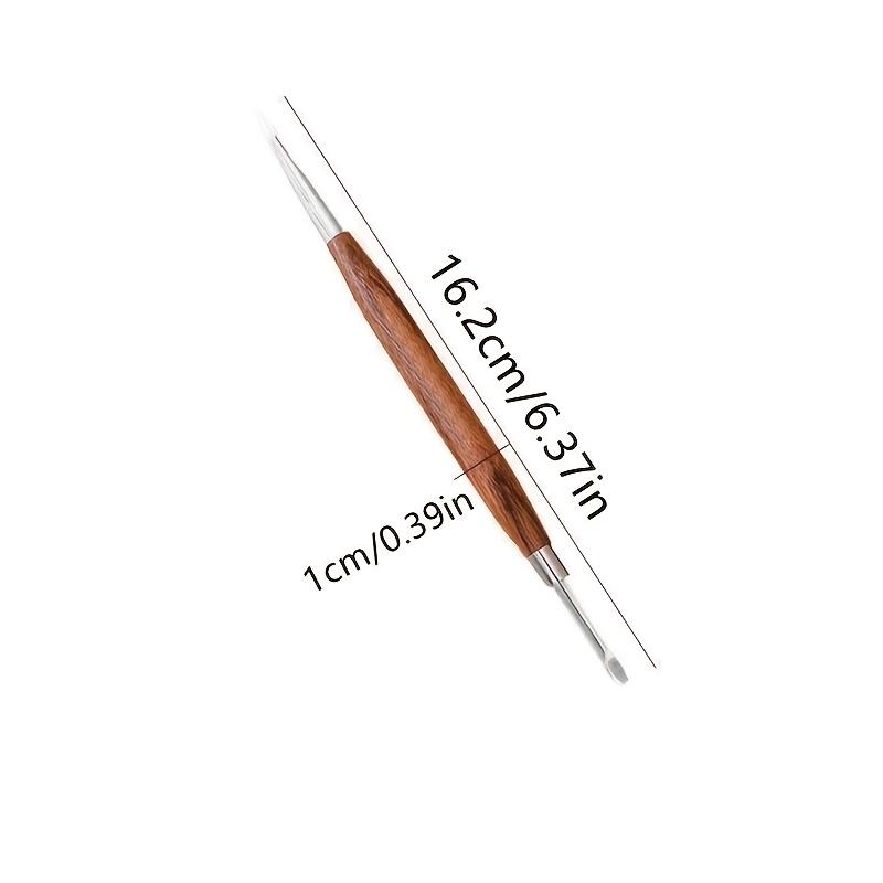 Double-headed Carving Brush, Nail Art Pen with Stainless Steel Tip and Wooden Handle, Multi-functional Nail Art Tool, Can Be Used for Carving, Waxing